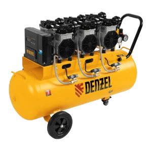 Компрессор безмасляный, малошумный DENZEL DLS 3300/100, 3300 Вт,3x1100, 100 л, 570 л/мин ,блок управления