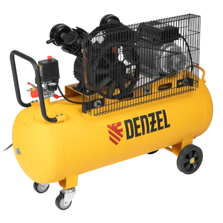 Компрессор воздушный DENZEL BCV2200/100, 2.2 кВт, ременный привод, 100 литров, 370 л/мин